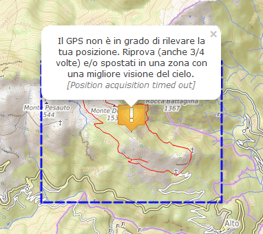 Il messaggio di localizzazione fallita Il messaggio di localizzazione fallita