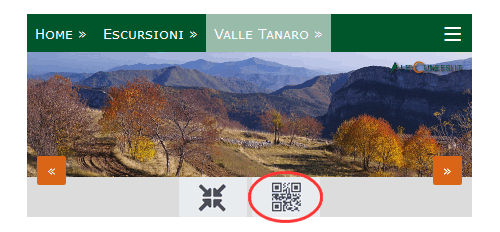 Il puslante 'Mostra/nascondi QR code' Il puslante 'Mostra/nascondi QR code'