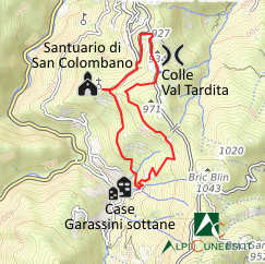 Carta schematica - Itinerario 03.13 Santuario di San Colombano - Case Garassini sottane - Colle Val Tardita - Santuario di San Colombano