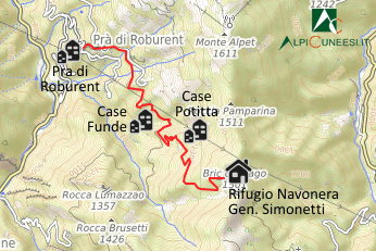 Carta schematica - Itinerario 04.16 Pra di Roburent - Case Potitta - Rifugio Navonera Simonetti