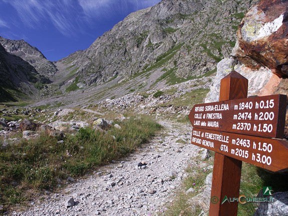 3 - Der Abzweig zum Pass Colle di Finestra in der Nähe der Berghütte Rifugio Soria Ellena (2007)