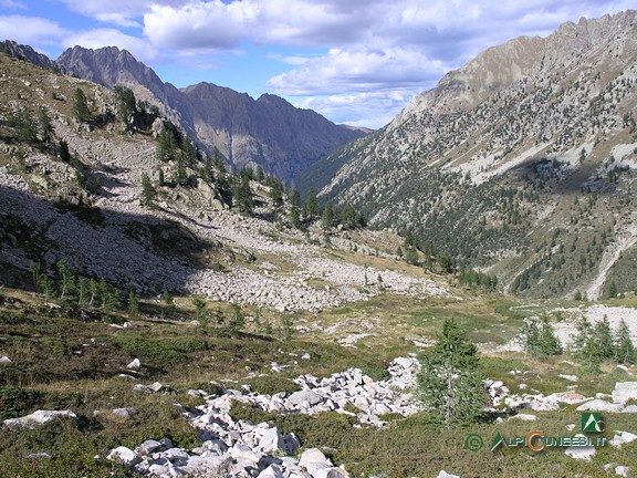 8 - Il ripiano pascolivo del Gias sottano della Losa, fotografato dal sentiero principale (2011)