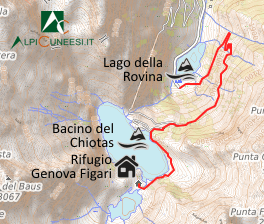 Carta schematica - Itinerario 11.61 Lago della Rovina - Rifugio Genova Figari Carta schematica - Itinerario 11.61 Lago della Rovina - Rifugio Genova Figari