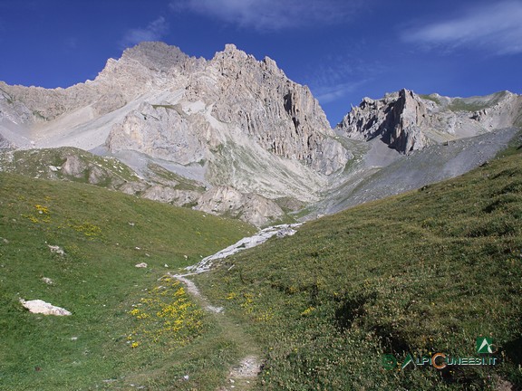 15 - Il Monte Oronaye e, sulla destra, il Colle d'Enchiausa, dalla testata del Vallone d'Enchiausa (2008)
