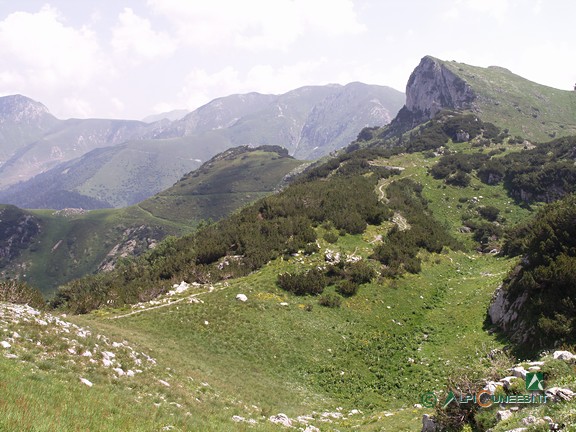 1 - Il tratto di sentiero che porta al Passo del Duca, con la Testa del Duca sullo sfondo (2005)
