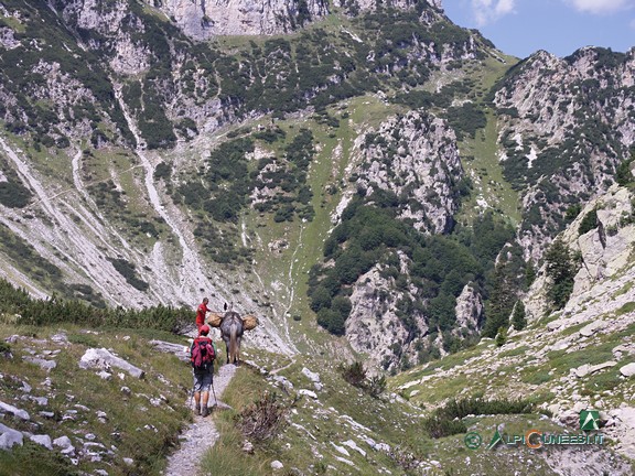 11 - Il Vallone del Marguareis; sullo sfondo, l'evidente sentiero per il Passo del Duca (2011)