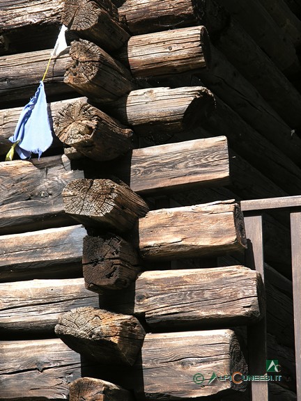 9 - Dettaglio delle tipiche costruzioni in legno a 'blockbau' di San Bernolfo (2008)