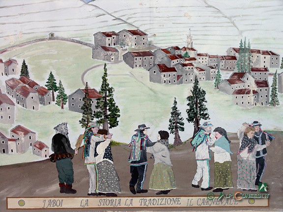 4 - Pittura murale nei pressi della chiesa di Chionea raffigurante la festa de 'J Aboi' (2009)