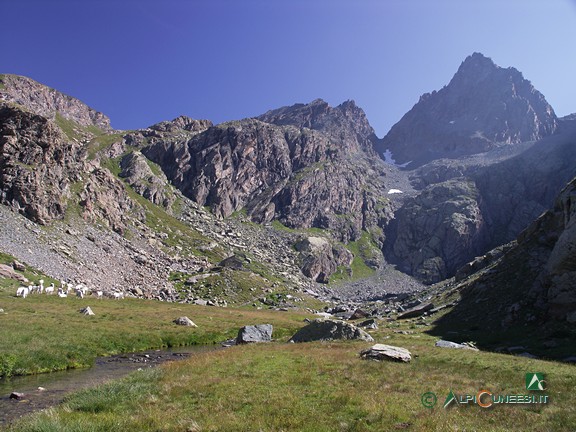 7 - Il pianoro della Bealera Founsa, sul fondo del quale si trova il dismesso Rifugio Gagliardone (2005)