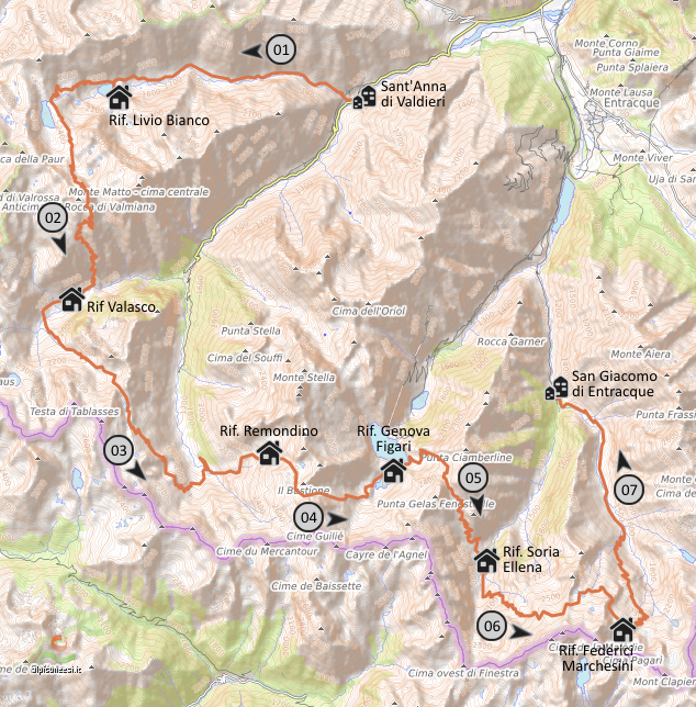 Carta schematica Alta Via dei Re