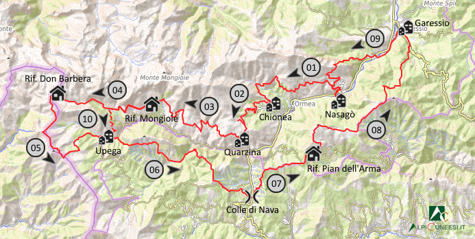 Carta schematica Alto Tanaro Tour