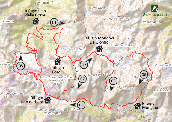 Carta schematica Giro del Marguareis